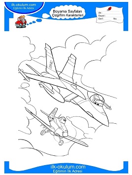 Çocuklar İçin Uçaklar Boyama Sayfaları 